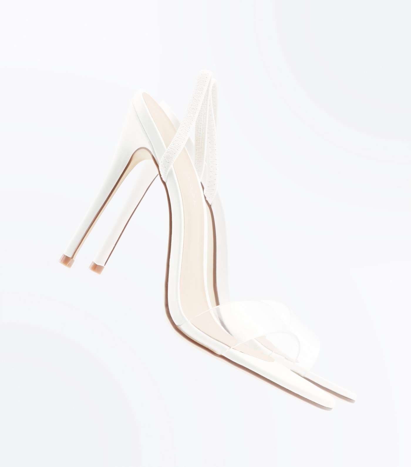 White Clear Strap Slingback Stiletto Heels Image 3