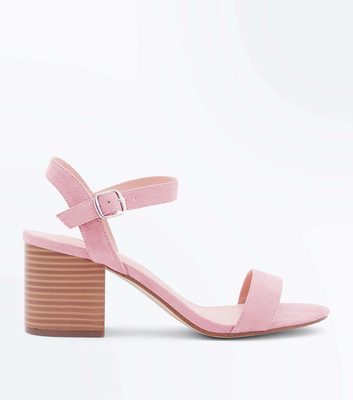 Girls Pink Suedette Block Heel Sandals