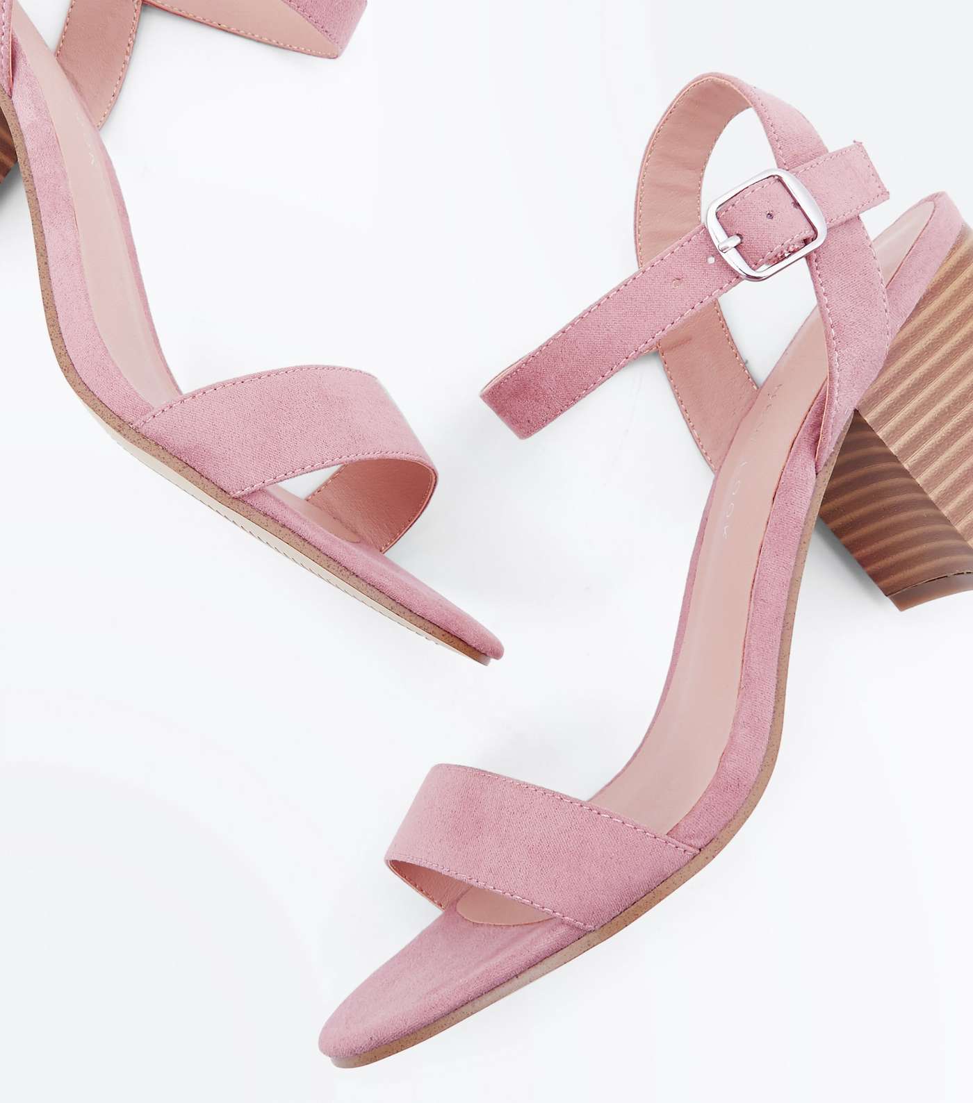 Girls Pink Suedette Block Heel Sandals Image 3