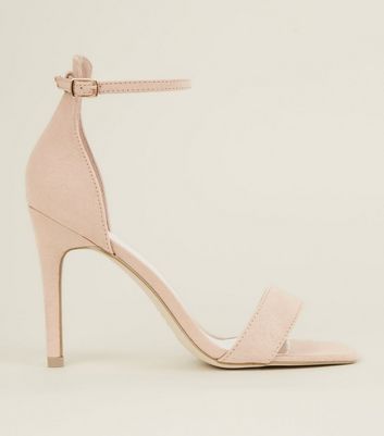 Nude Suedette Square Toe Two Part Sandals New Look