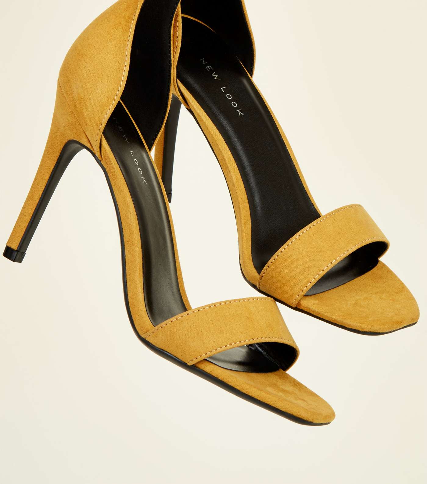 Mustard Suedette Square Toe Two Part Sandals Image 3