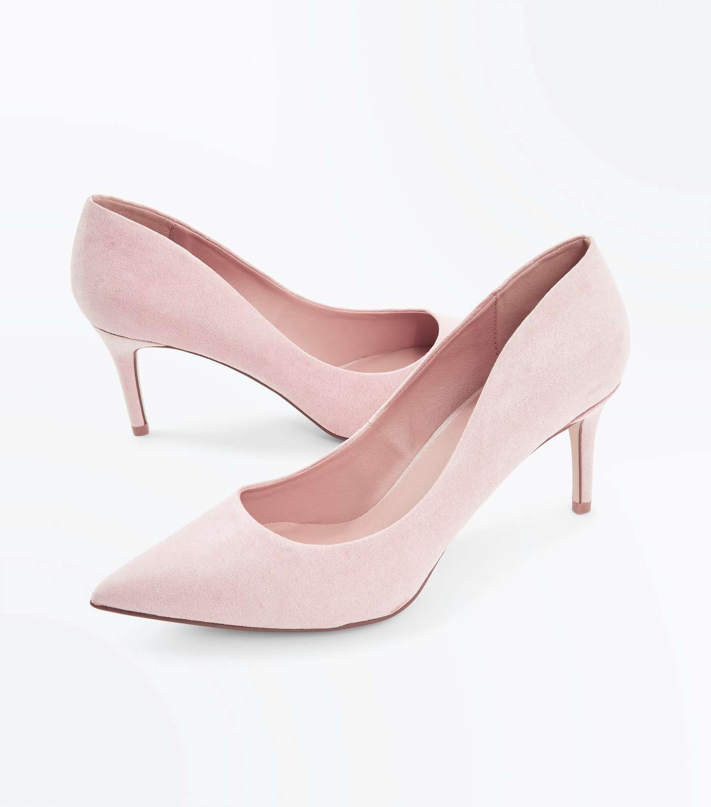 Nude Suedette Mid Heel Court Shoes Image 3