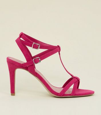 pink suede strappy heels