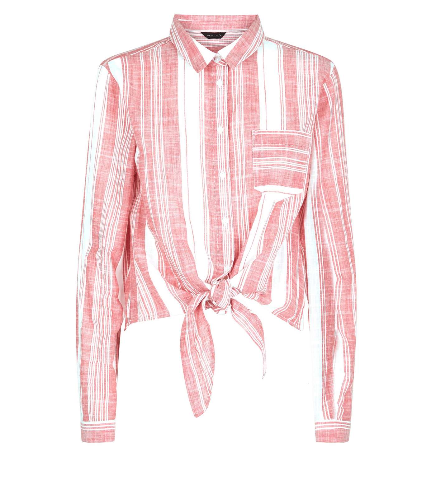Red Stripe Tie Front Shirt Image 4