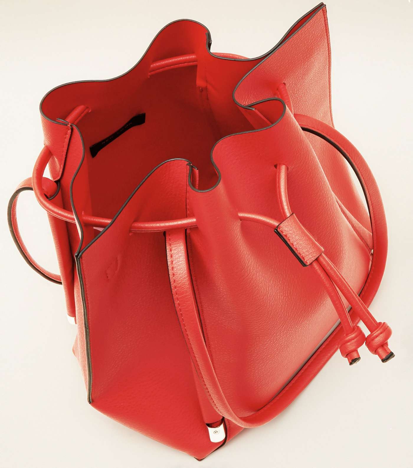 Red Slouch Drawstring Shopper Tote Bag Image 5