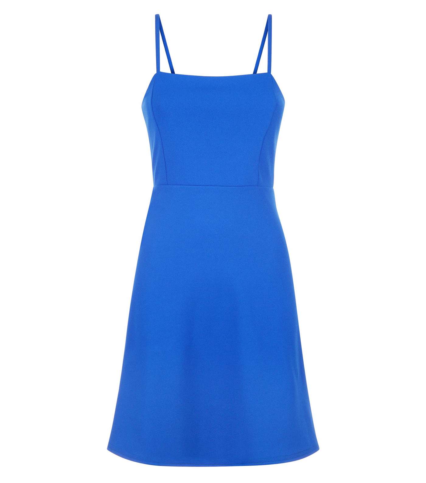 Blue Crepe Strappy Square Neck Dress Image 4