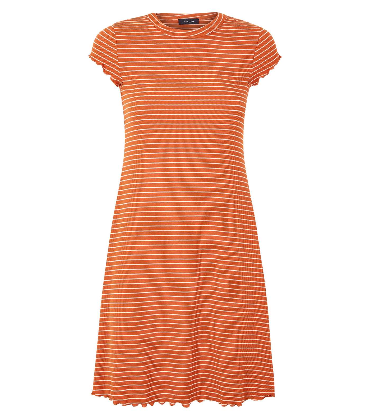 Orange Stripe Frill Hem Swing Dress Image 4