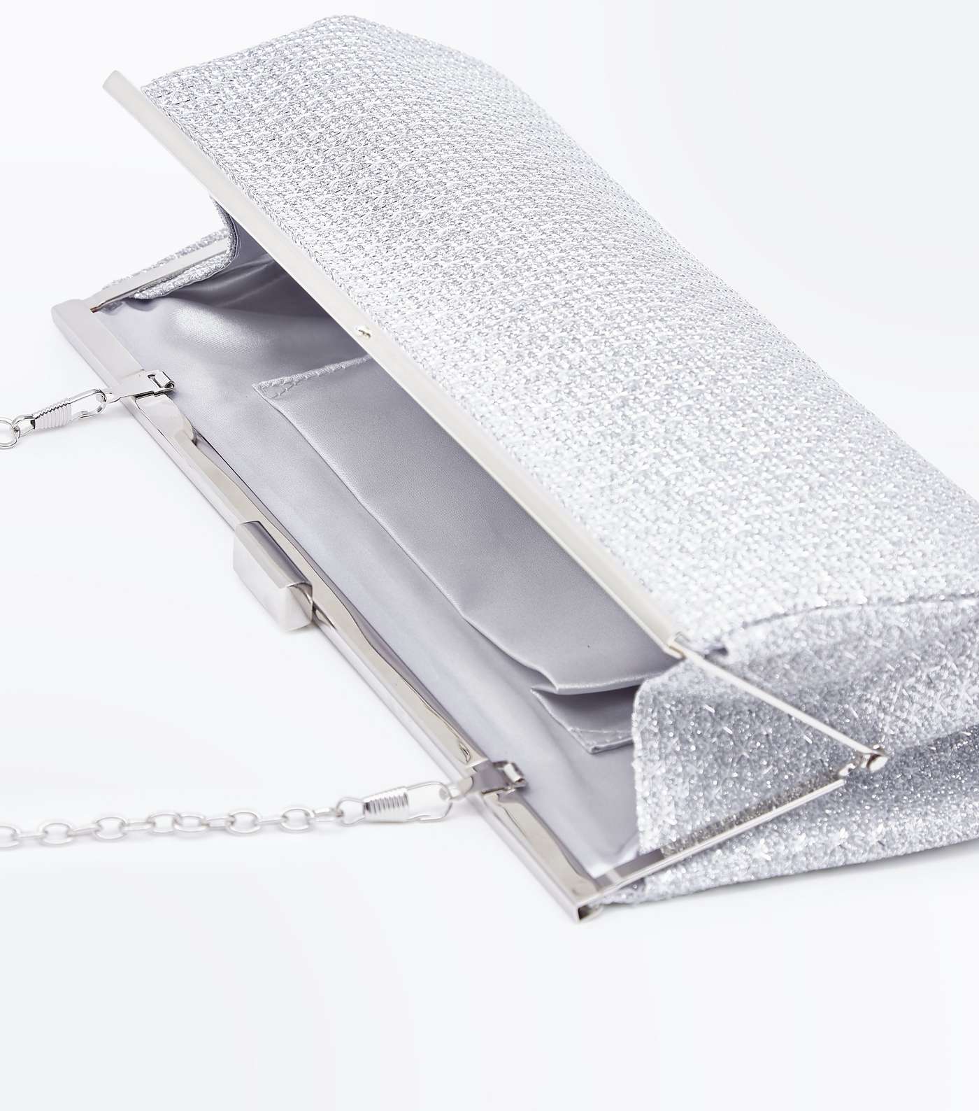Silver Embellished Clutch Bag Image 5