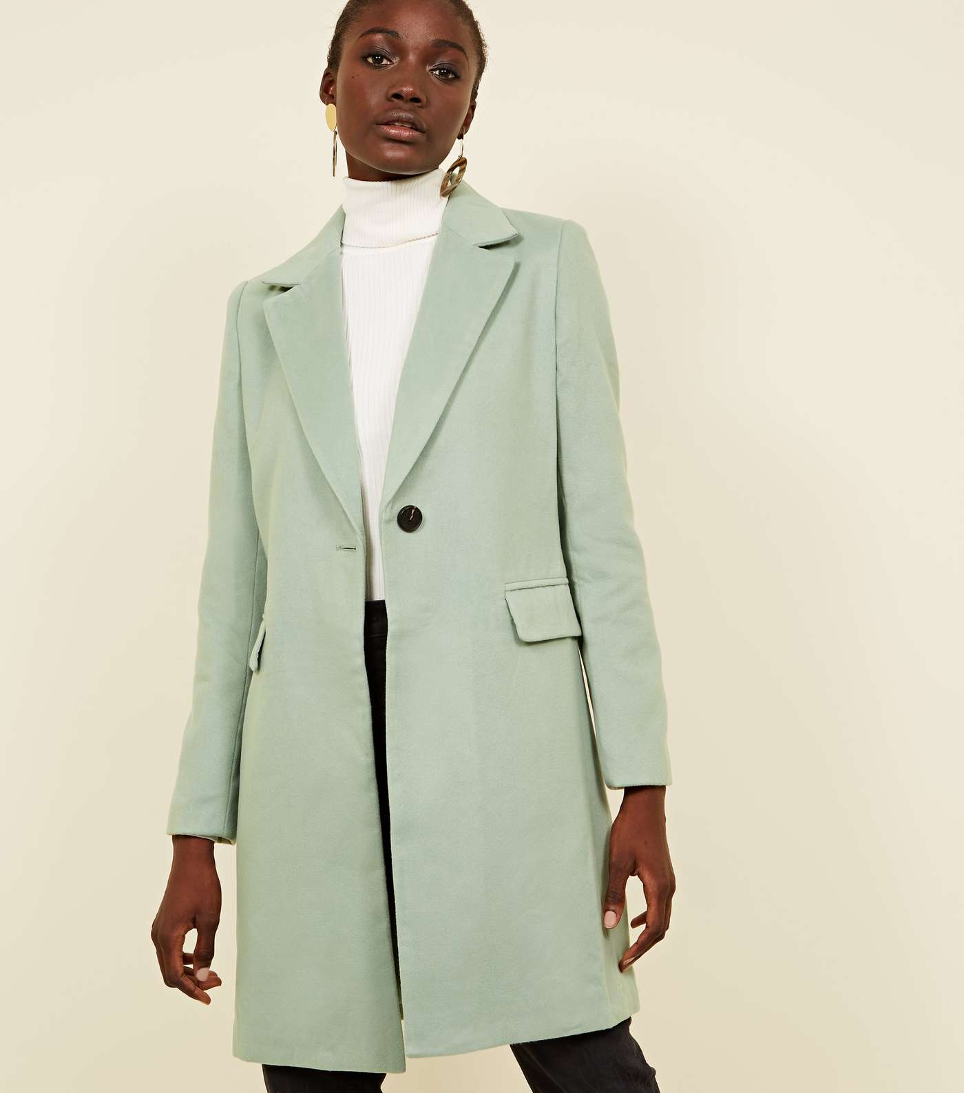 Mint Green Single Breasted Formal Coat