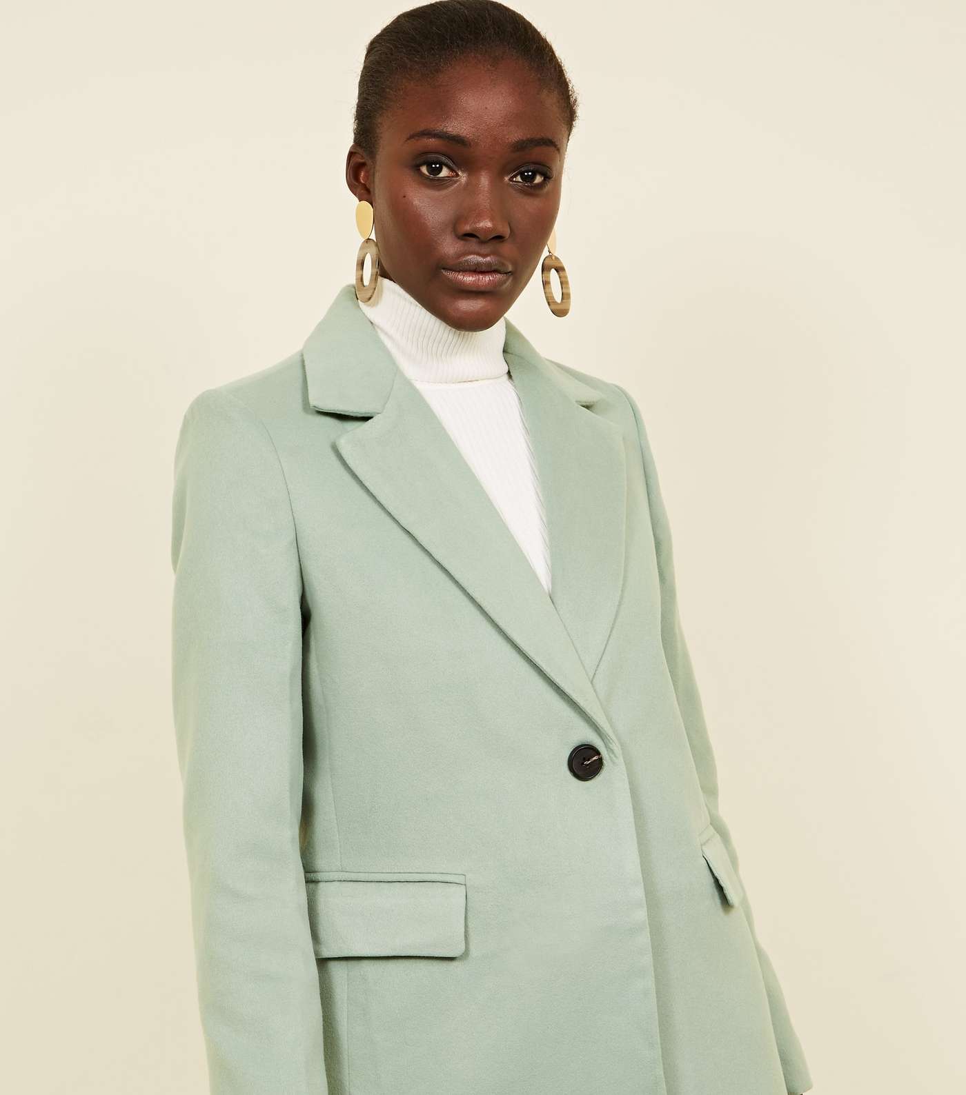 Mint Green Single Breasted Formal Coat Image 5