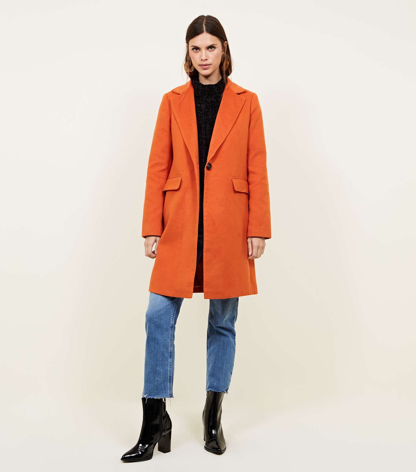 Bright Orange Single Breasted Formal Coat  Image 2
