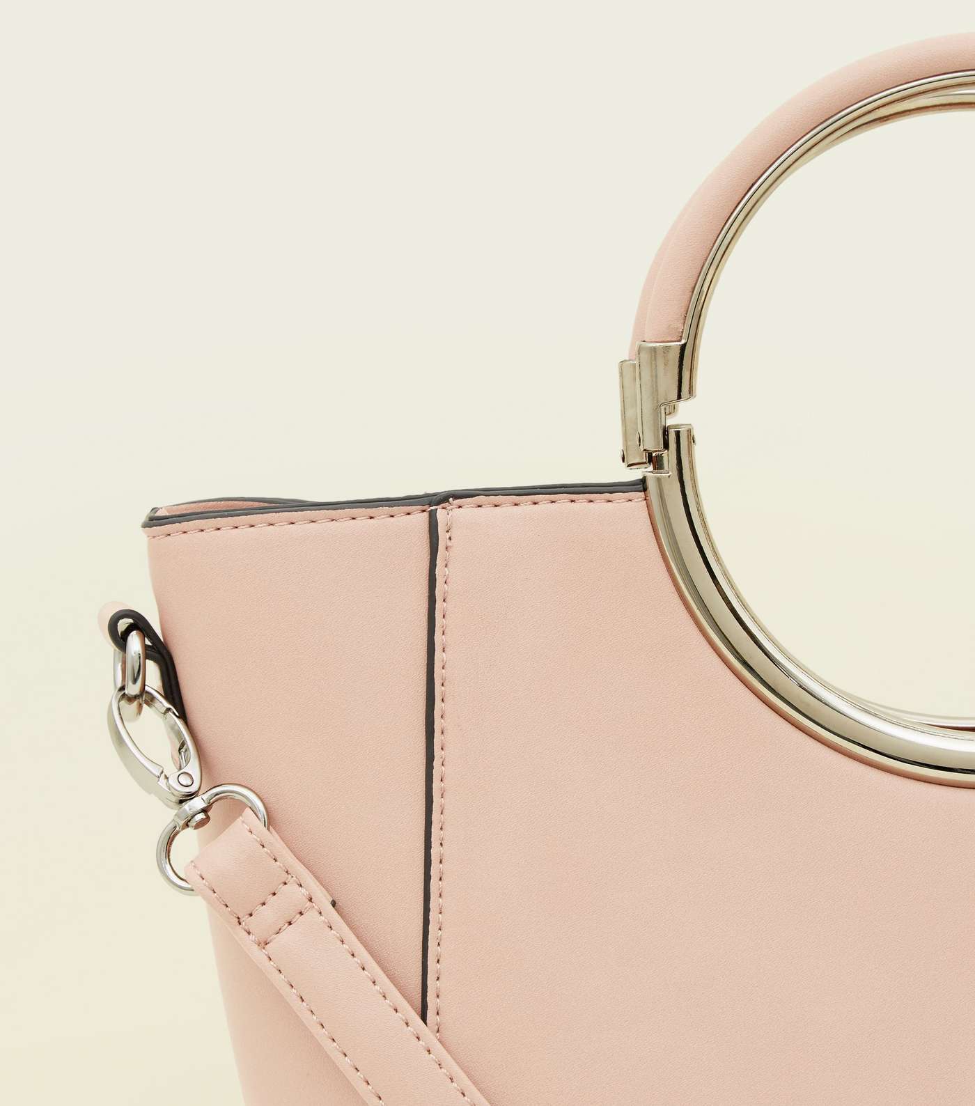 Nude Structured Ring Metal Handle Bag Image 3