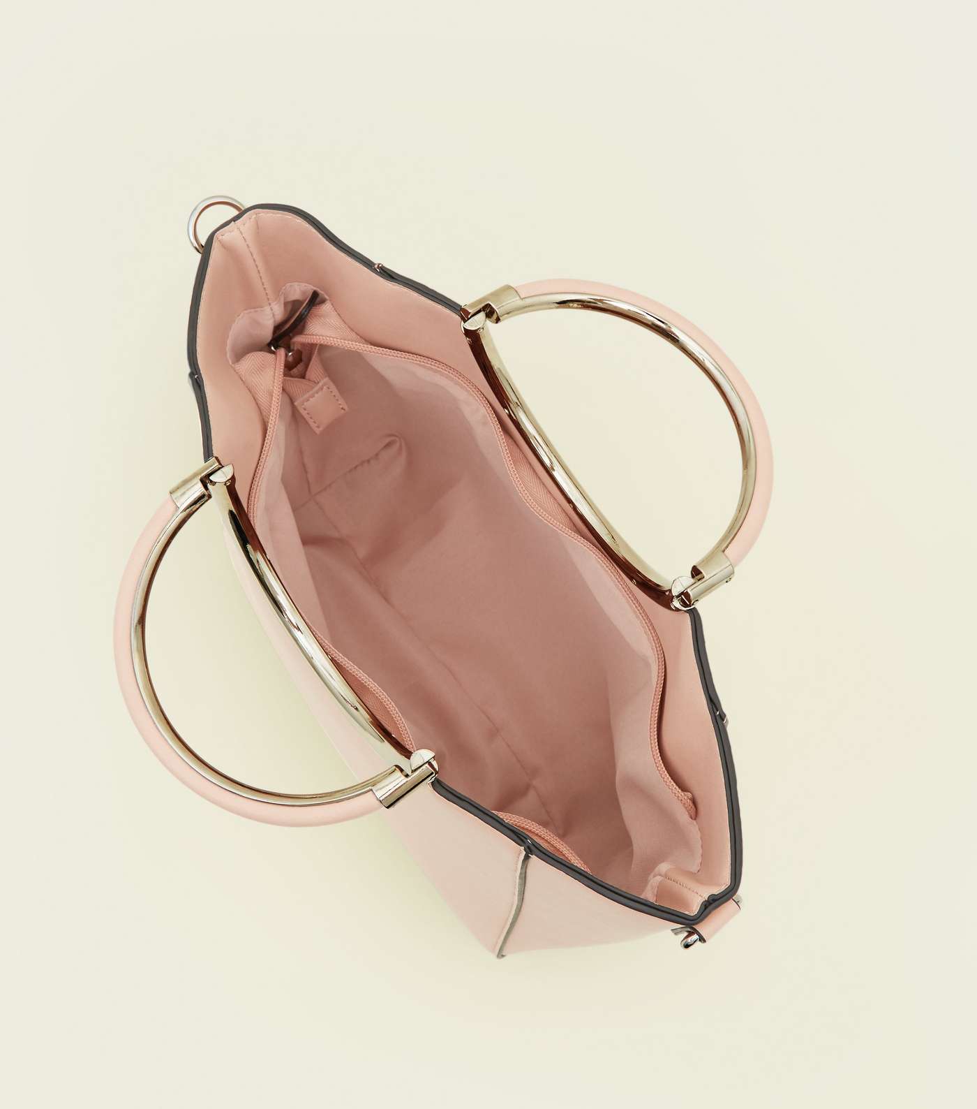 Nude Structured Ring Metal Handle Bag Image 5