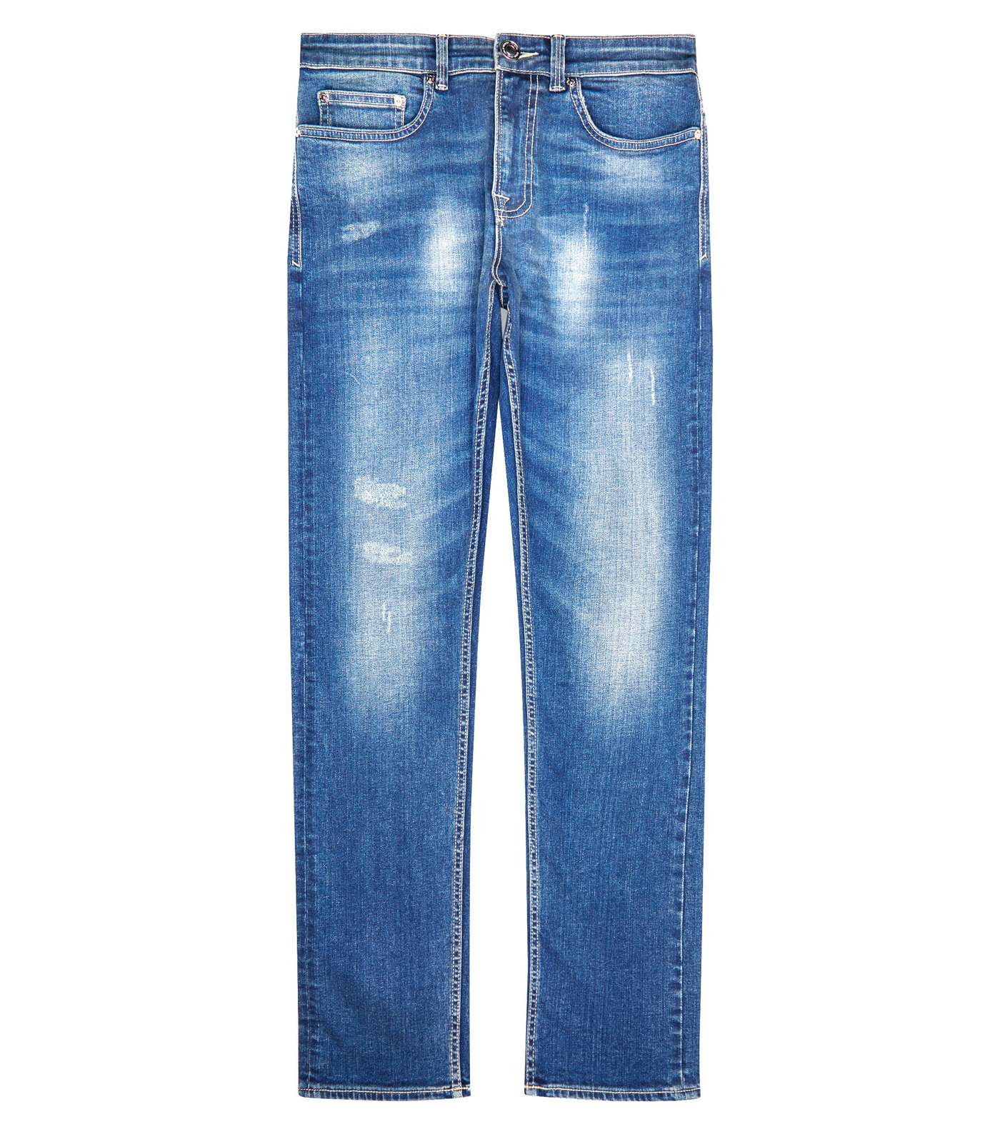Bright Blue Indigo Wash Slim Fit Jeans Image 4