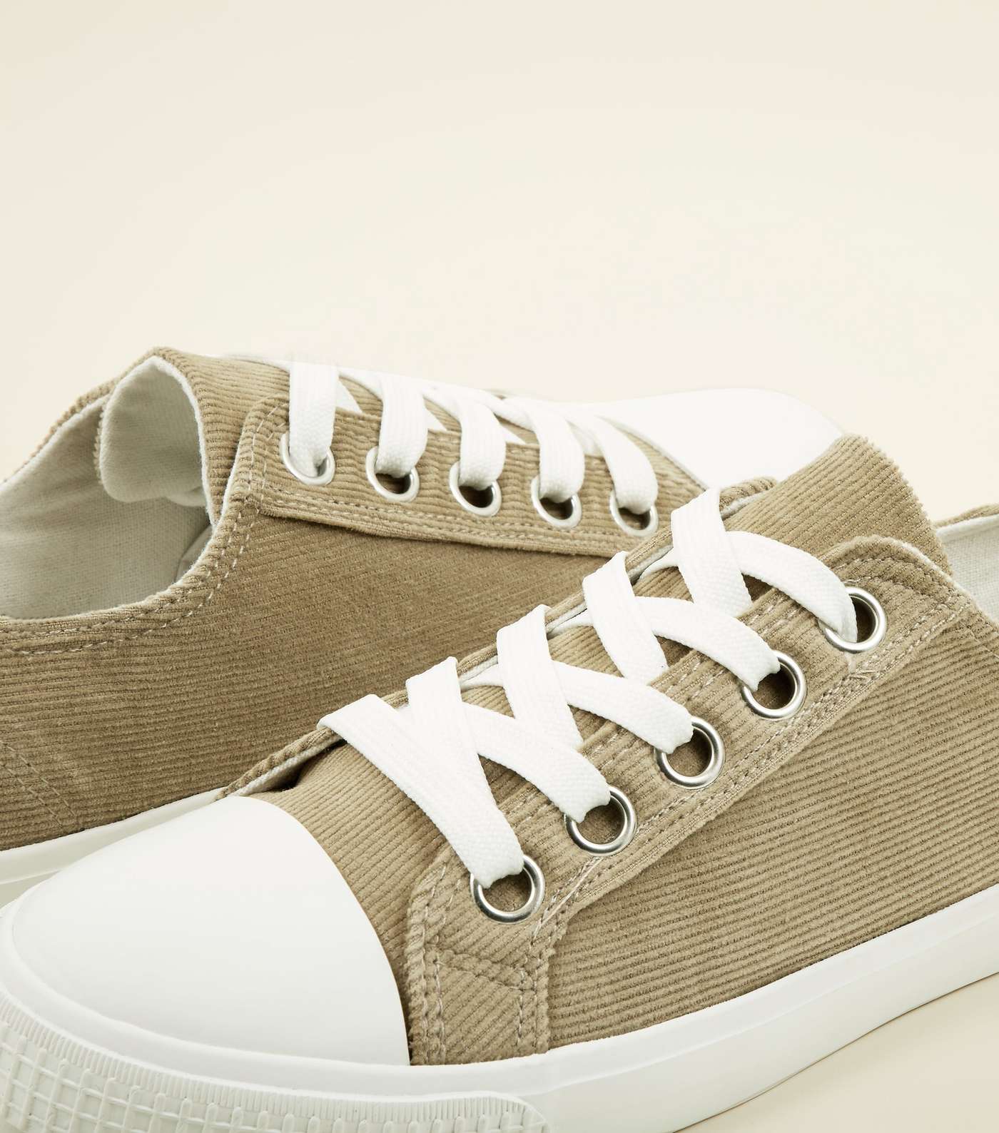 Mink Corduroy Lace Up Trainers Image 4