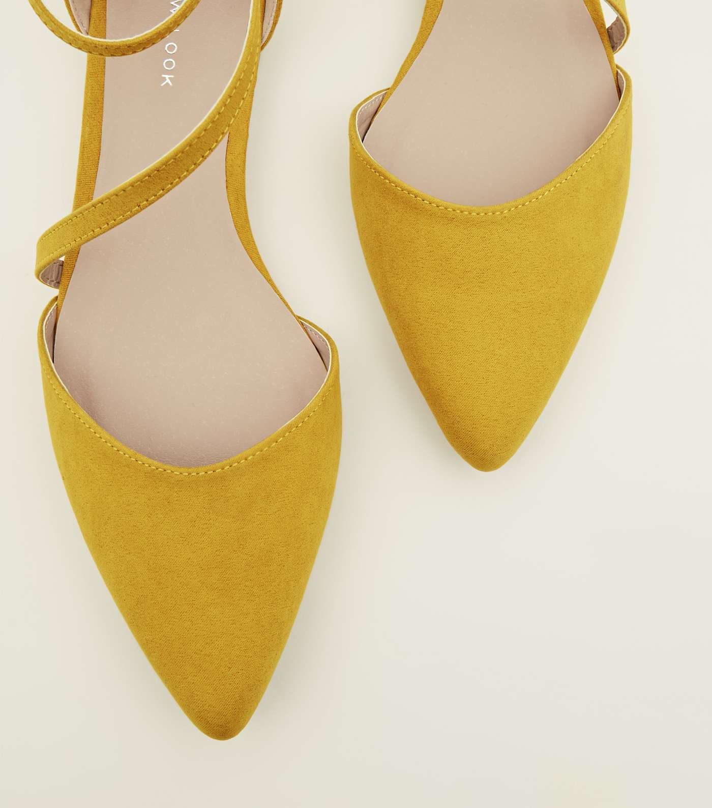 Yellow Suedette Asymmetric Strap Pointed Pumps Image 4