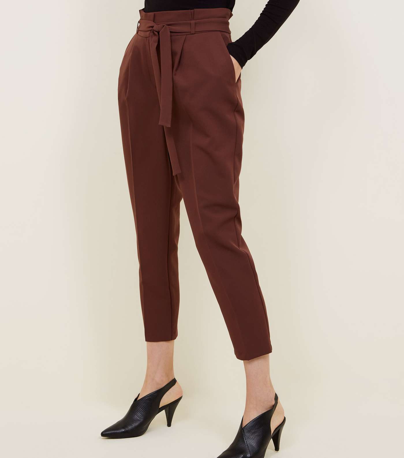 Rust Paperbag Waist Tapered Trousers Image 2