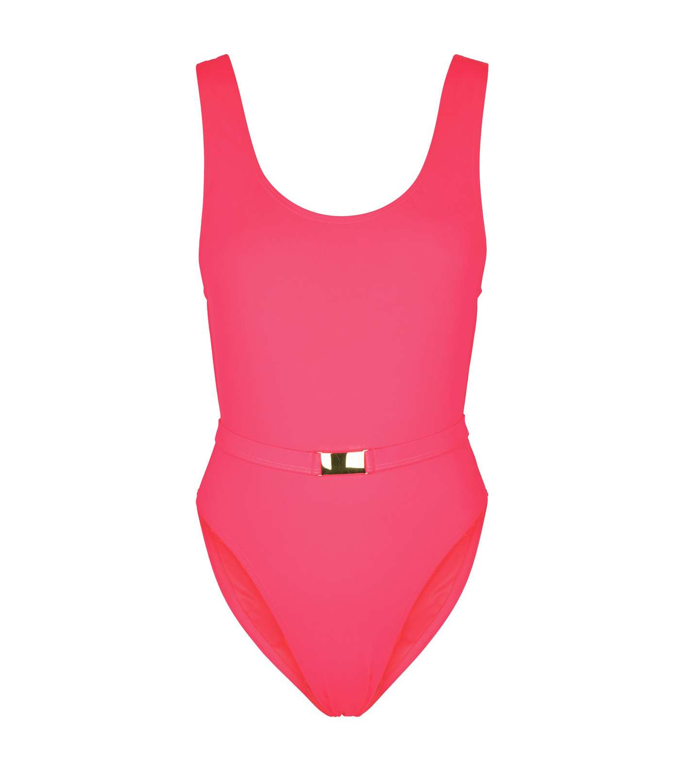 Bright Pink Neon Belted Hardware Swimsuit  Image 3