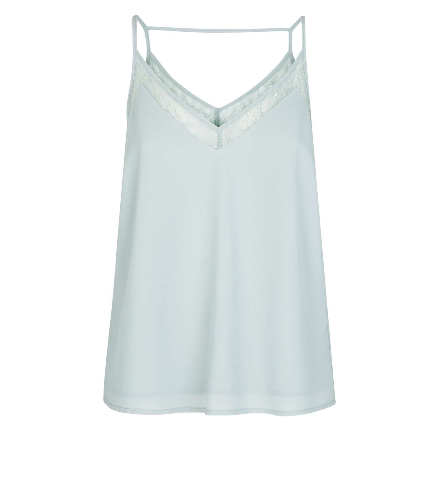 Mint Green V-Neck Lace Panel Cami Image 4