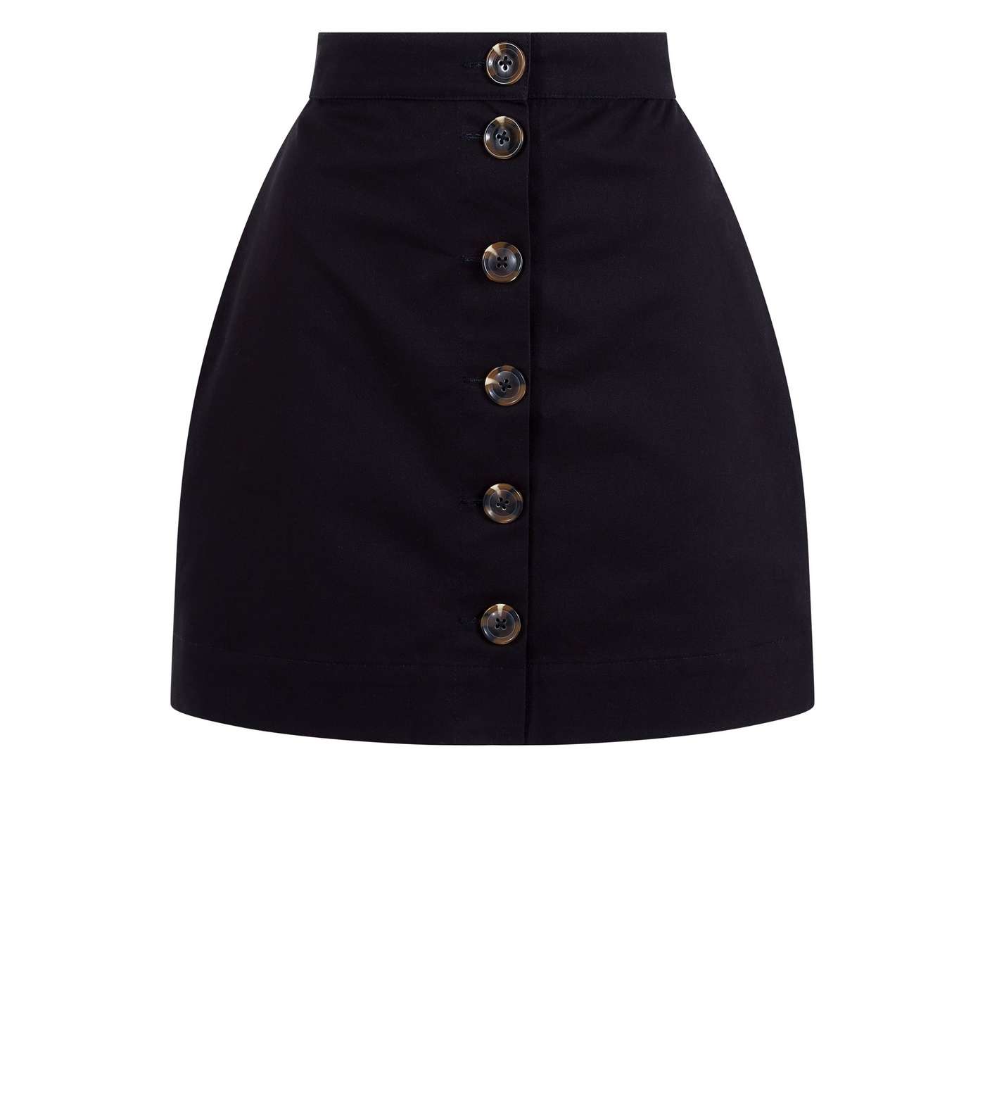 Black Twill Button Front Mini Skirt Image 4