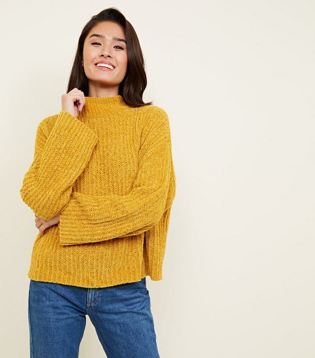 Mustard Flared Sleeve Chenille Jumper