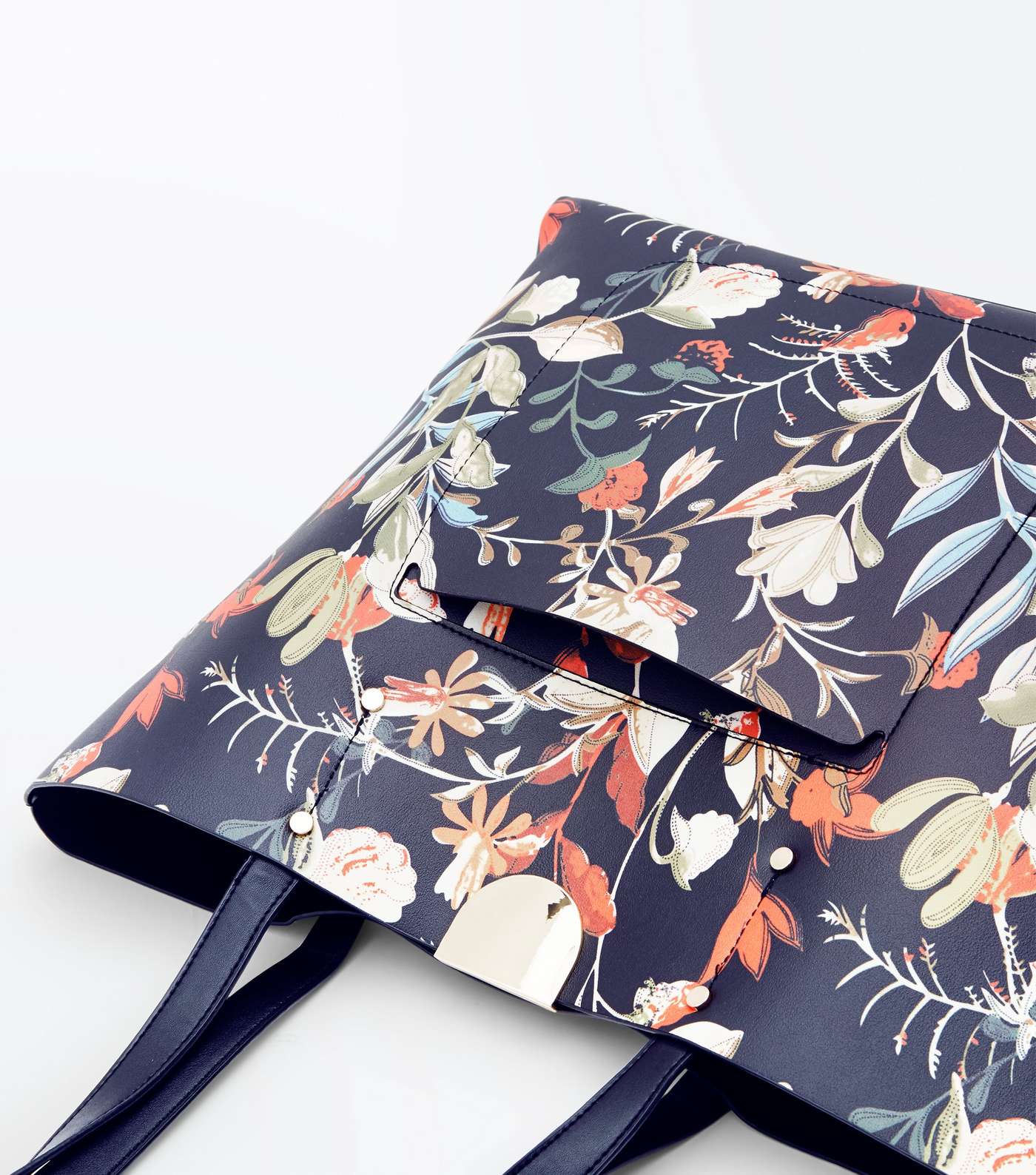 Black Floral Print Shopper Bag Image 4