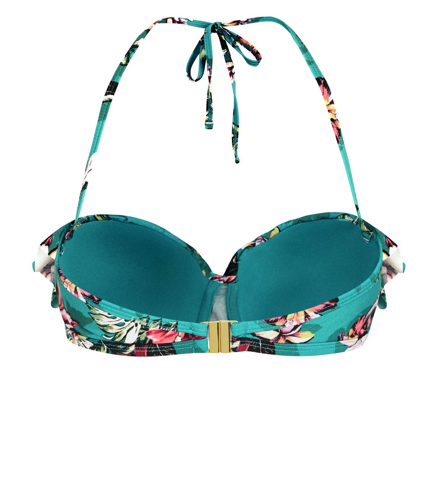 Teal Floral Frill Underwired Bikini Top  Image 5