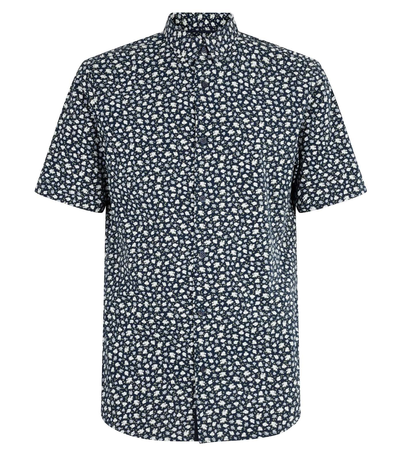 Navy Ditsy Floral Short Sleeve Shirt Image 4