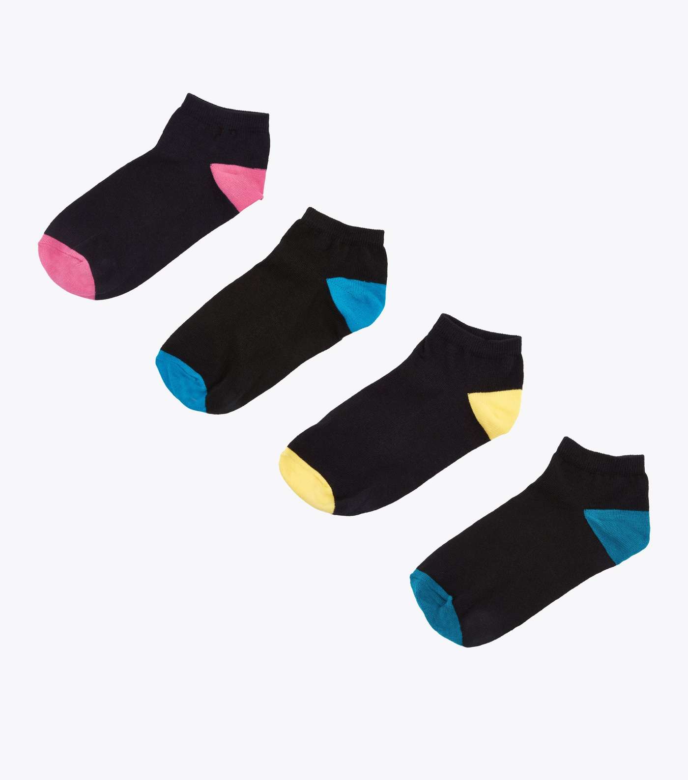 4 Pack Black Colour Block Ankle Socks