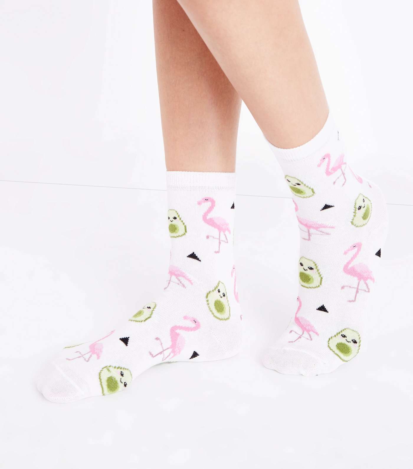 Off White Flamingo and Avocado Socks Image 2