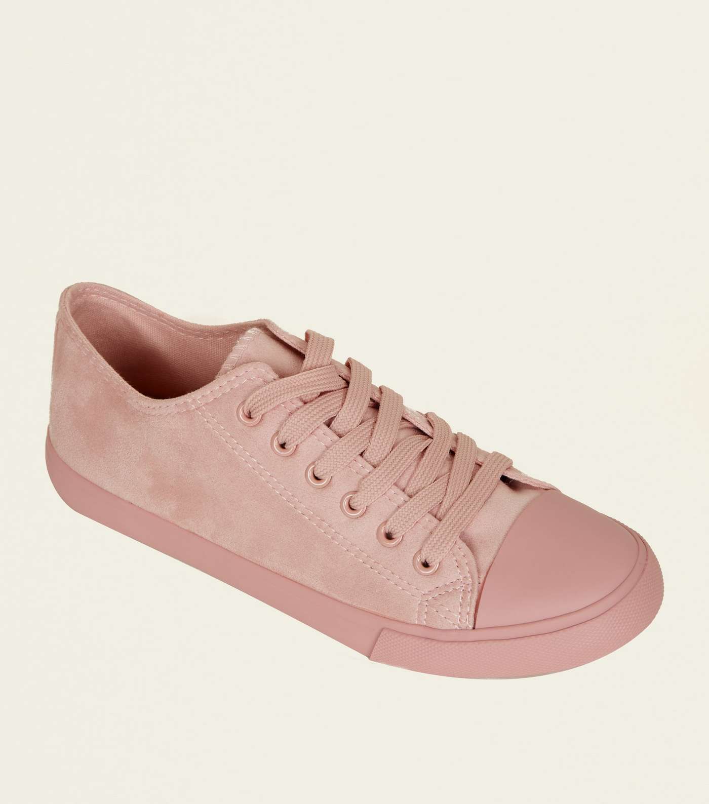 Pink Suedette Lace-Up Trainers 