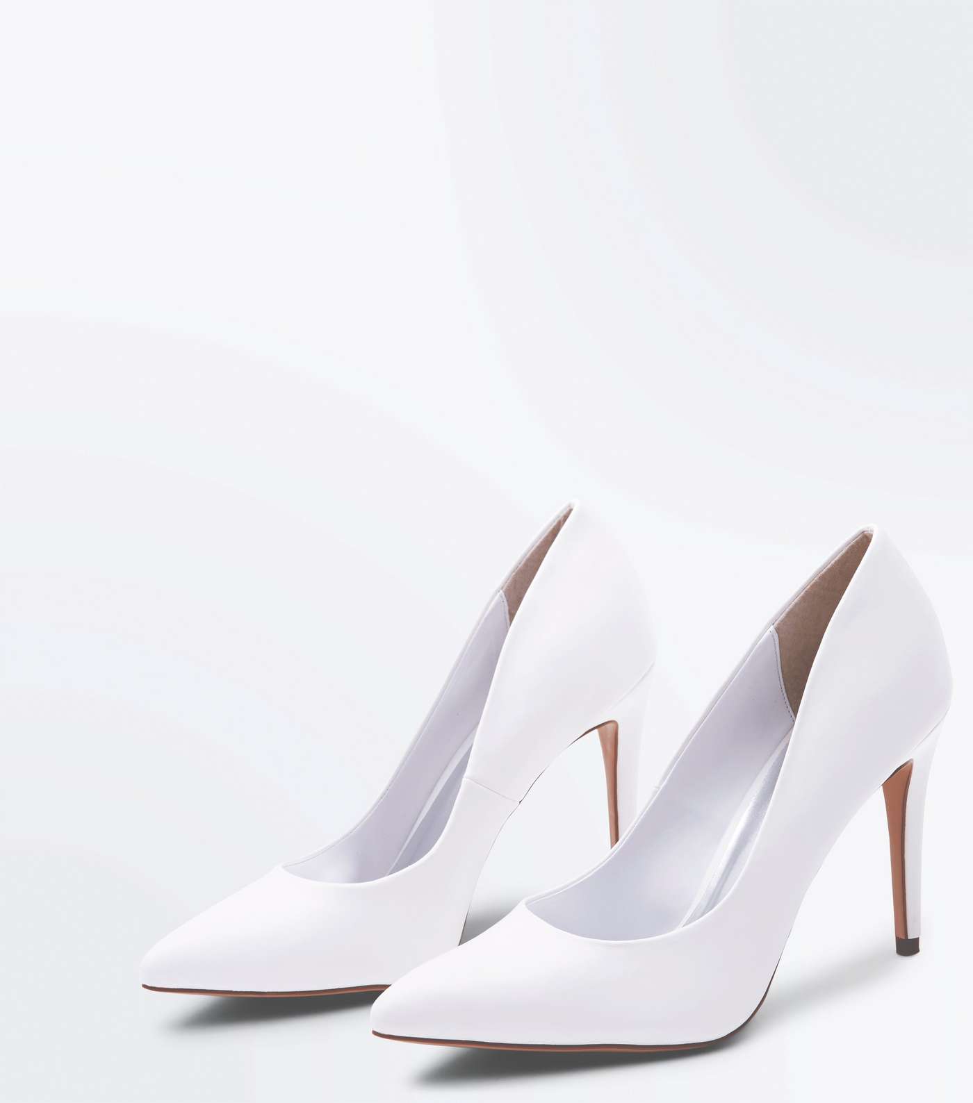White Pointed Court Shoes  Image 3