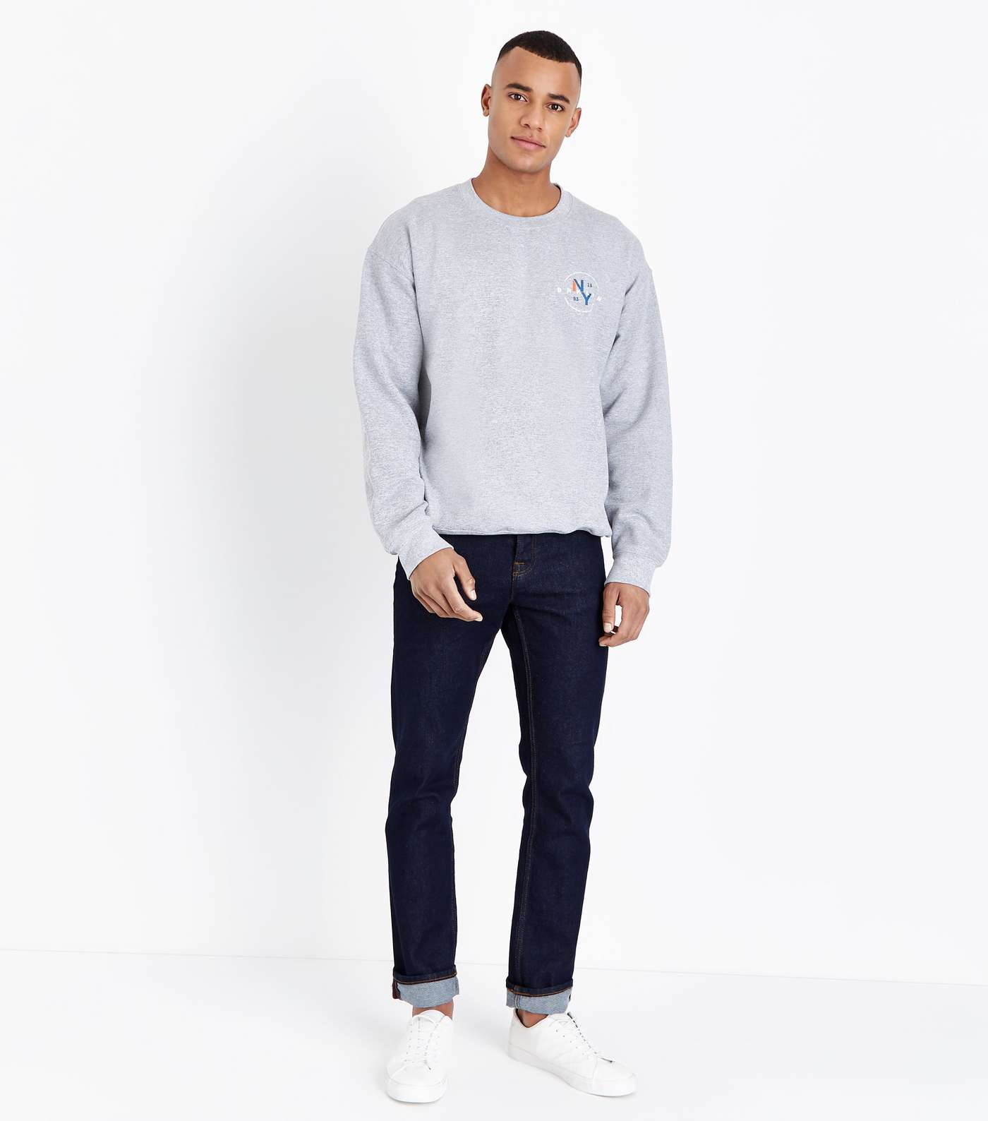 Grey Marl NY Side Print Sweatshirt Image 2