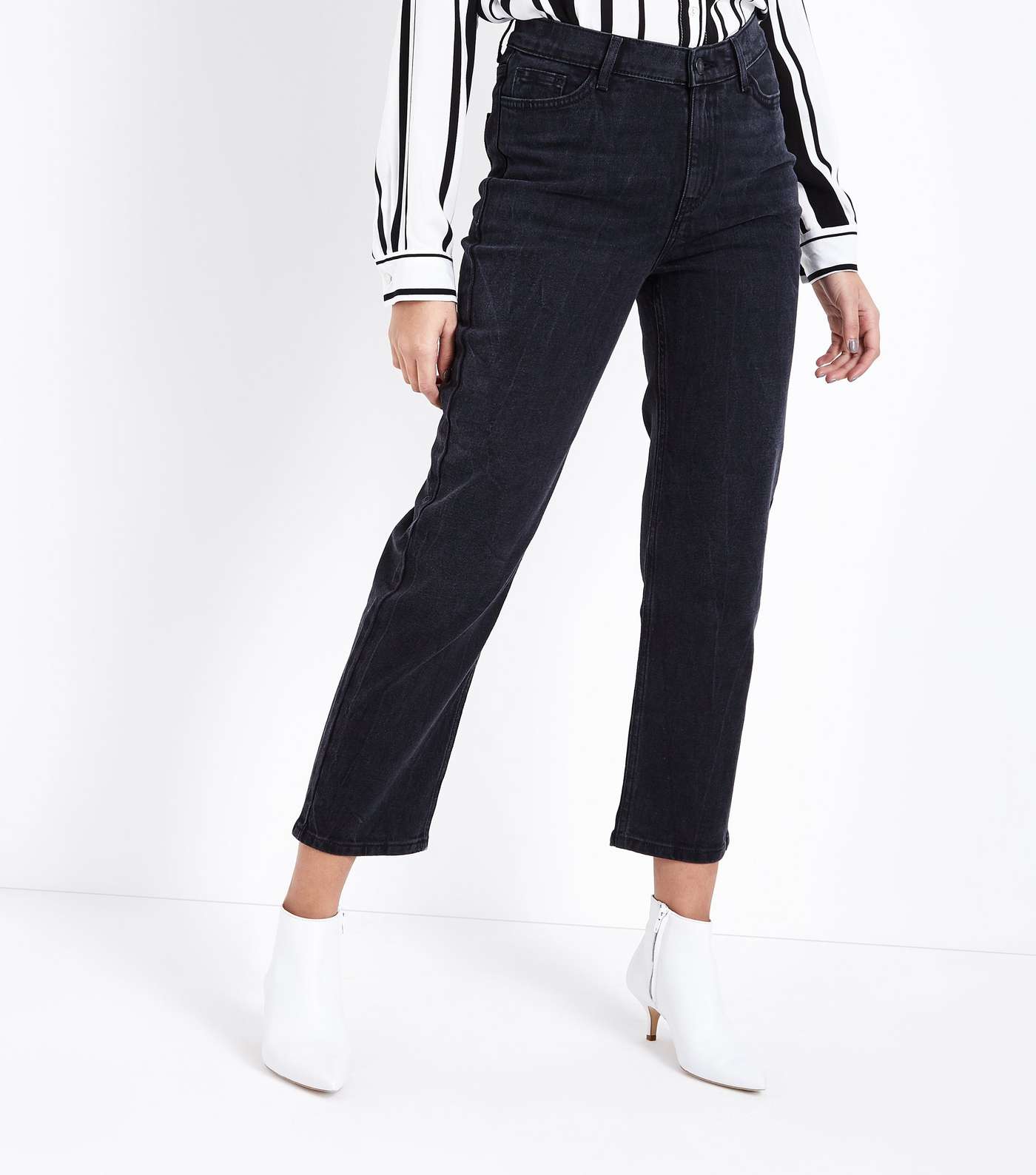Black Cropped Straight Leg Harlow Jeans Image 2