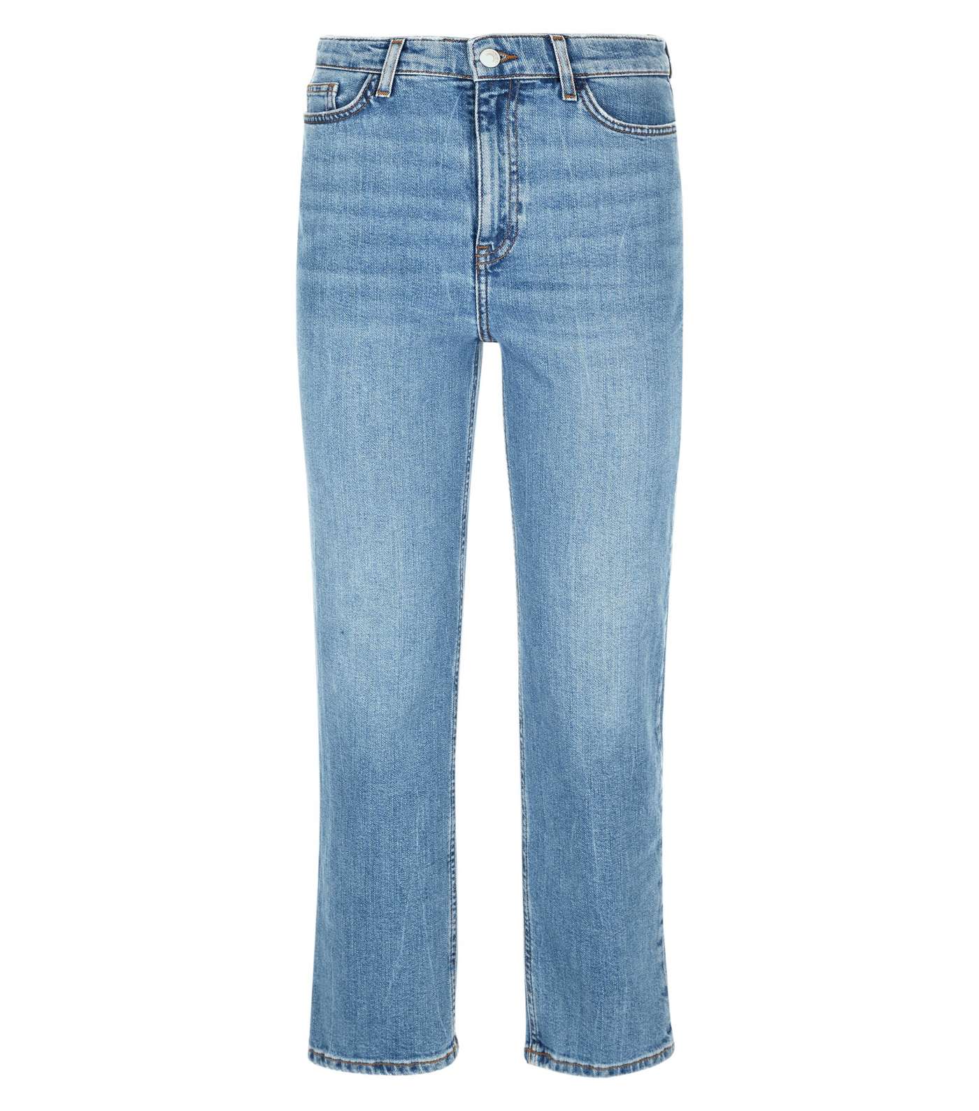 Blue Cropped Straight Leg Harlow Jeans Image 4