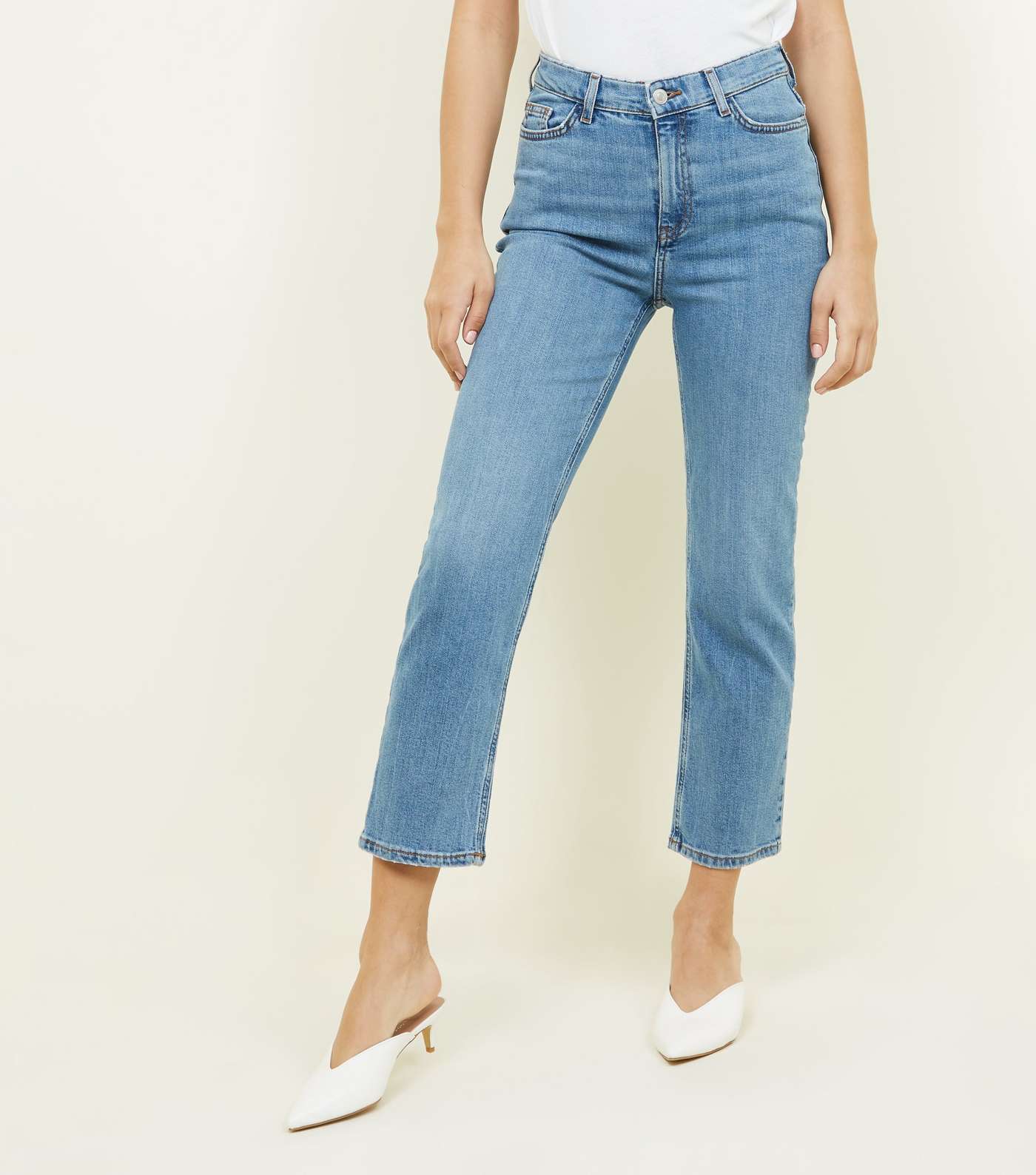 Blue Cropped Straight Leg Harlow Jeans Image 2
