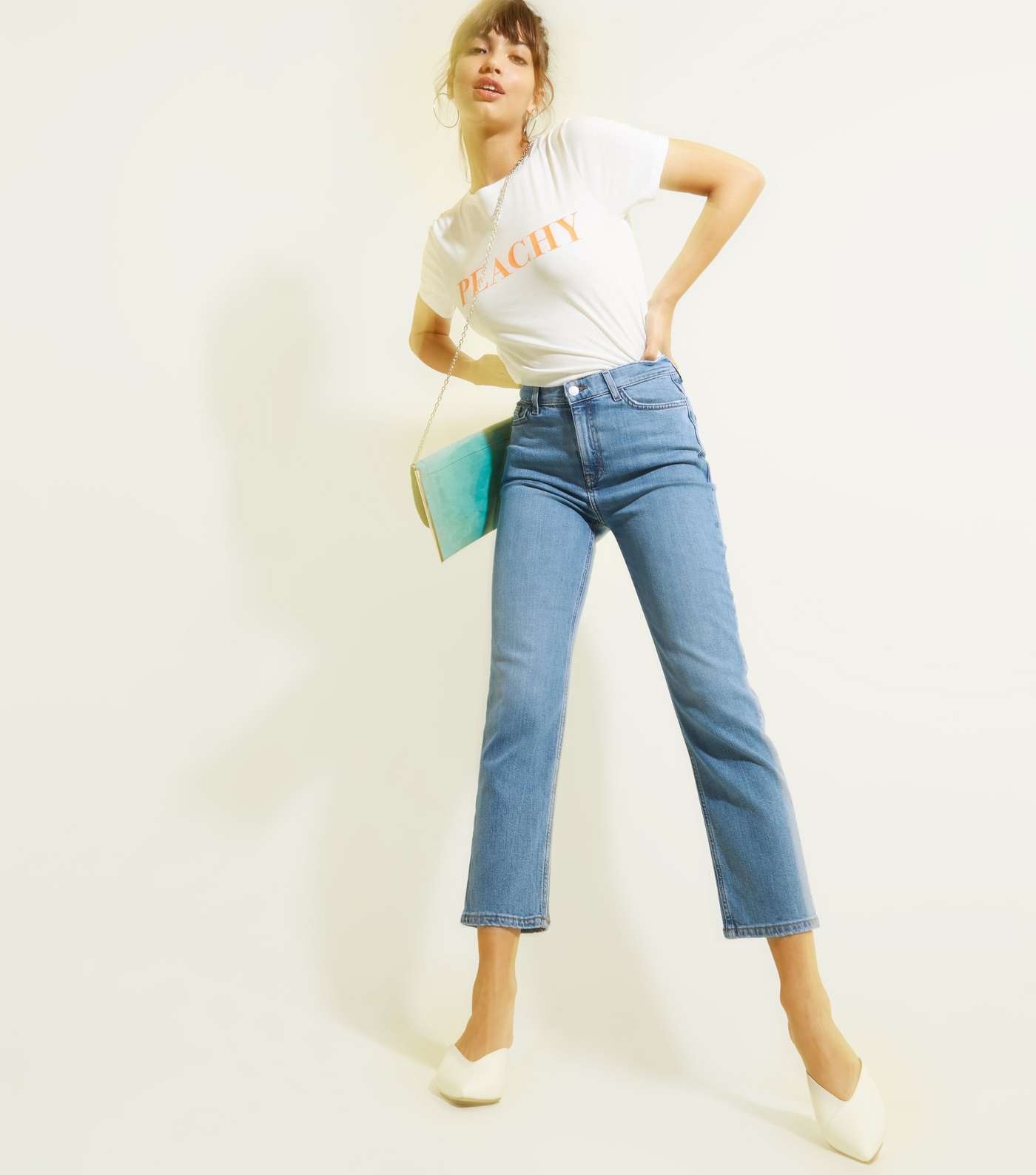 Blue Cropped Straight Leg Harlow Jeans Image 6