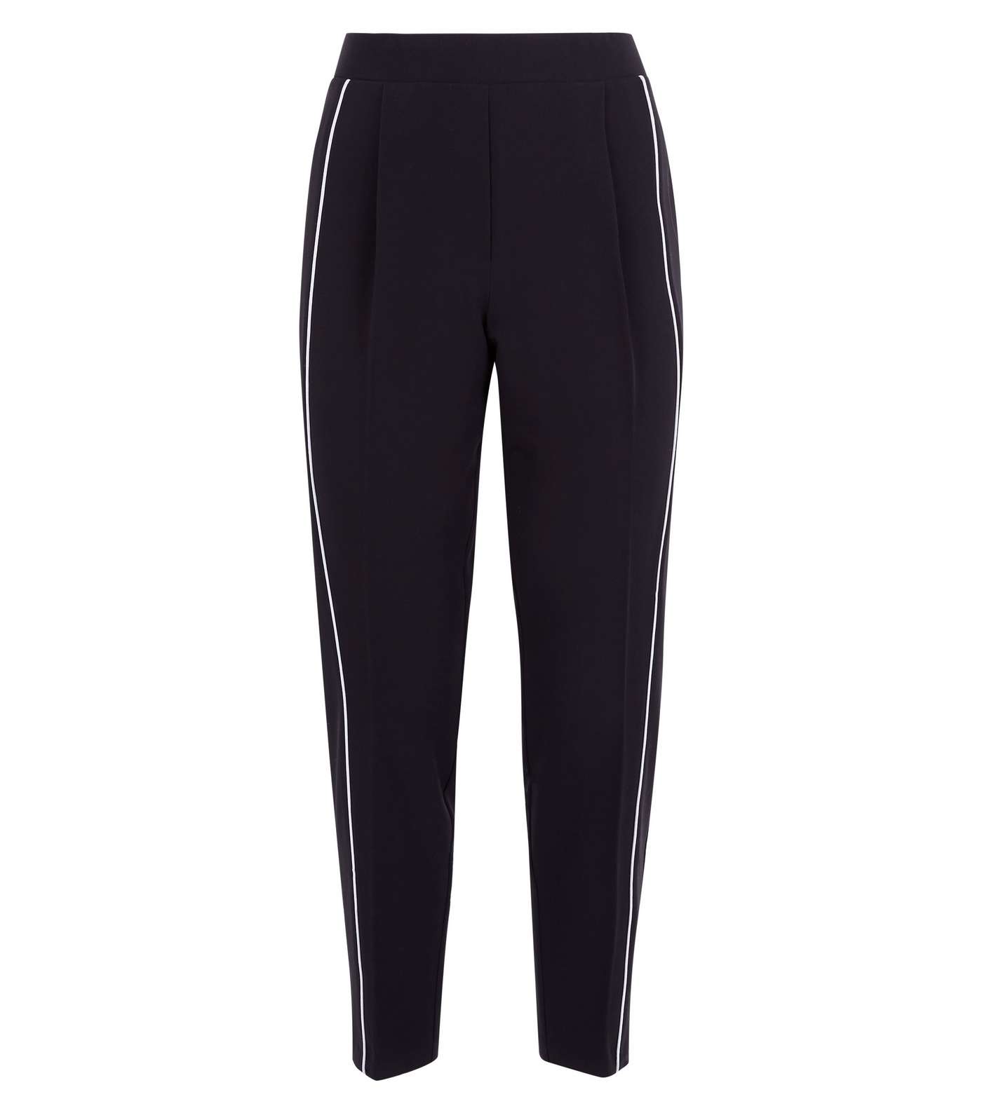 Black Piped Stripe Tapered Trousers Image 4