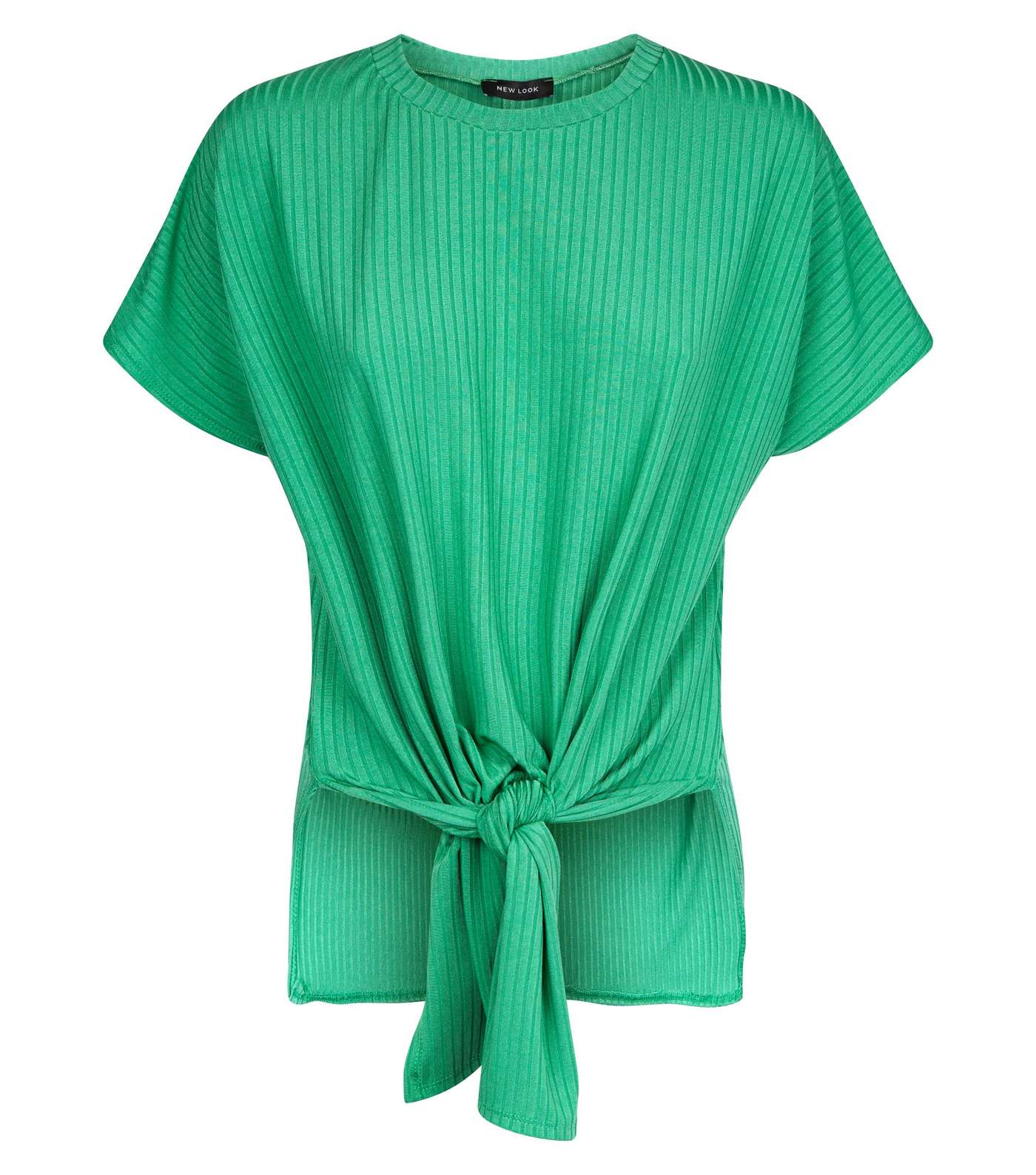 Green Ribbed Tie Front T-Shirt Image 4
