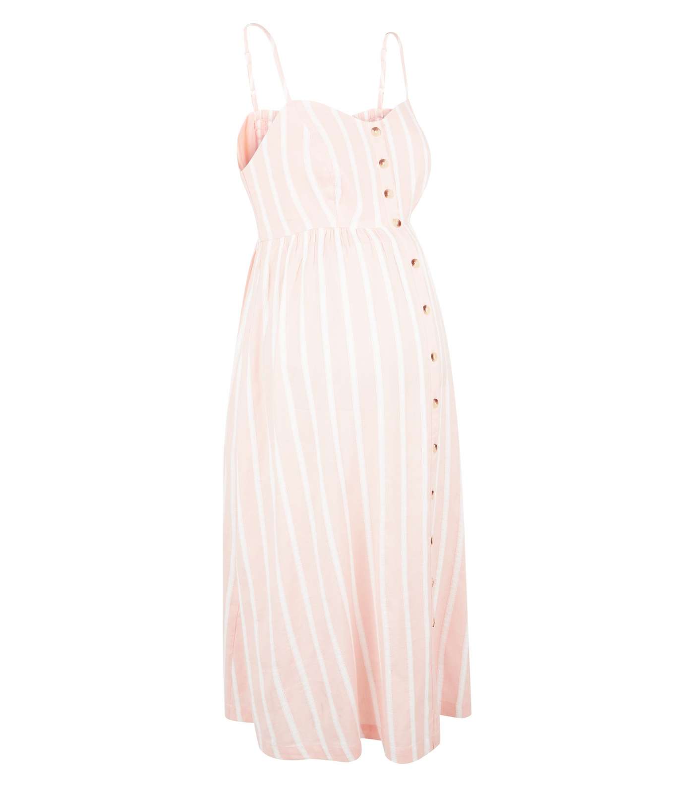 Maternity Pink Stripe Button Front Midi Dress Image 4