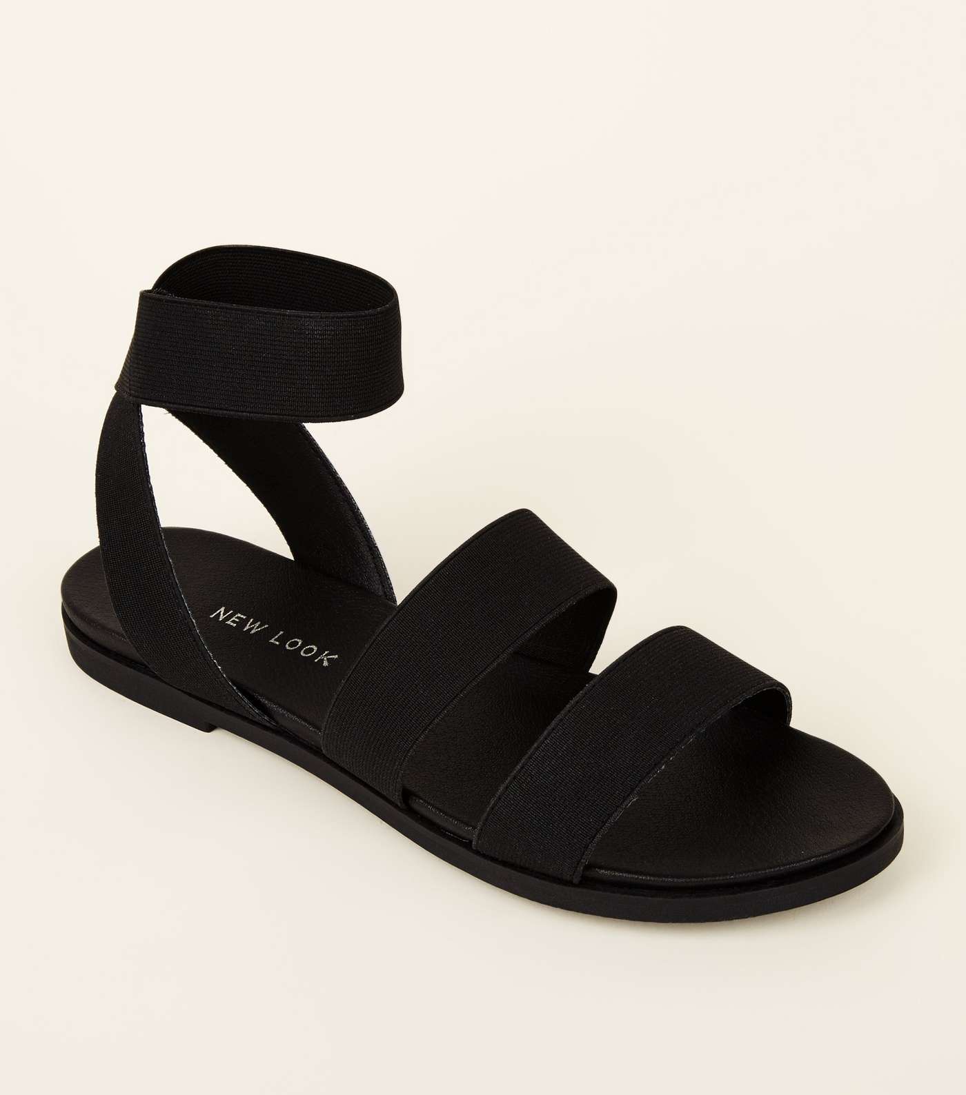 Black Elastic Strap Sandals