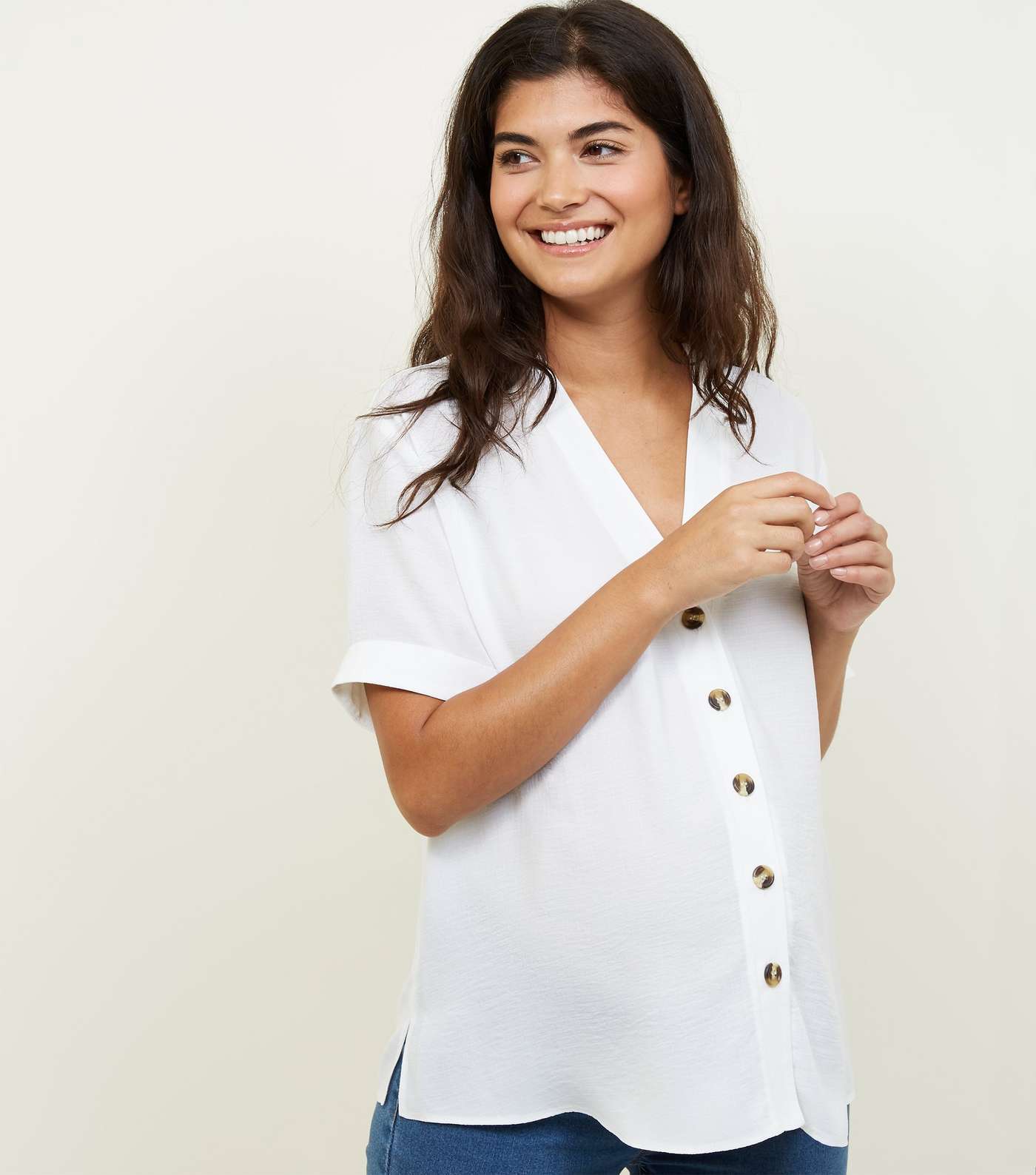 Maternity Off White Button Front Boxy Shirt