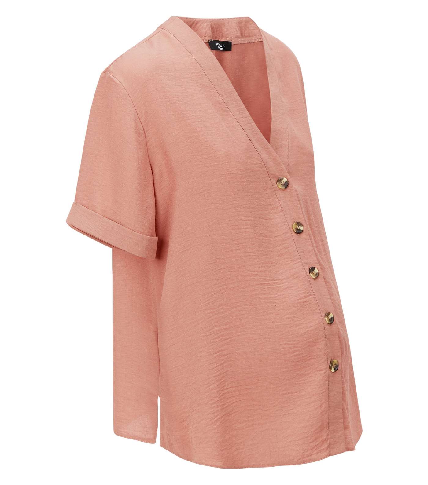 Maternity Mid Pink Button Front Boxy Shirt Image 4