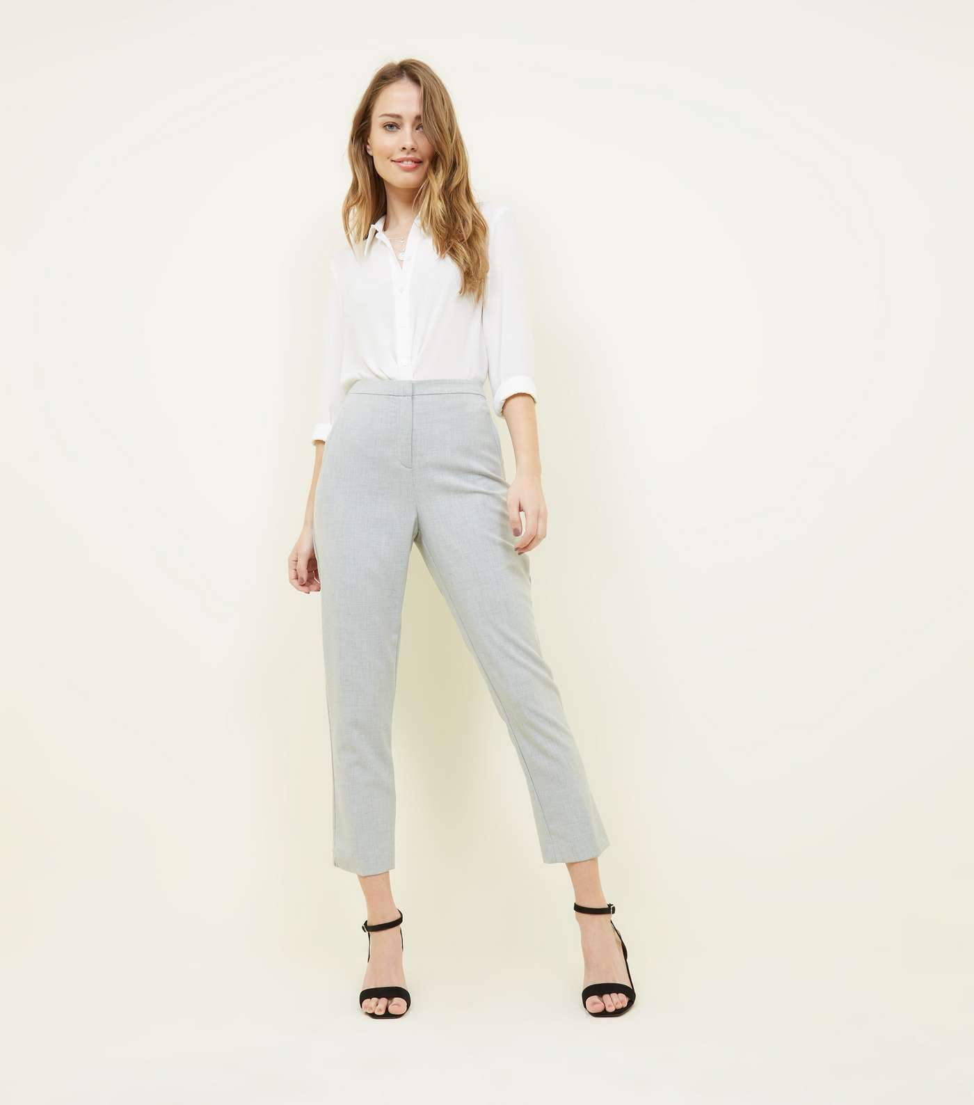 Pale Grey Marl Tapered Trousers