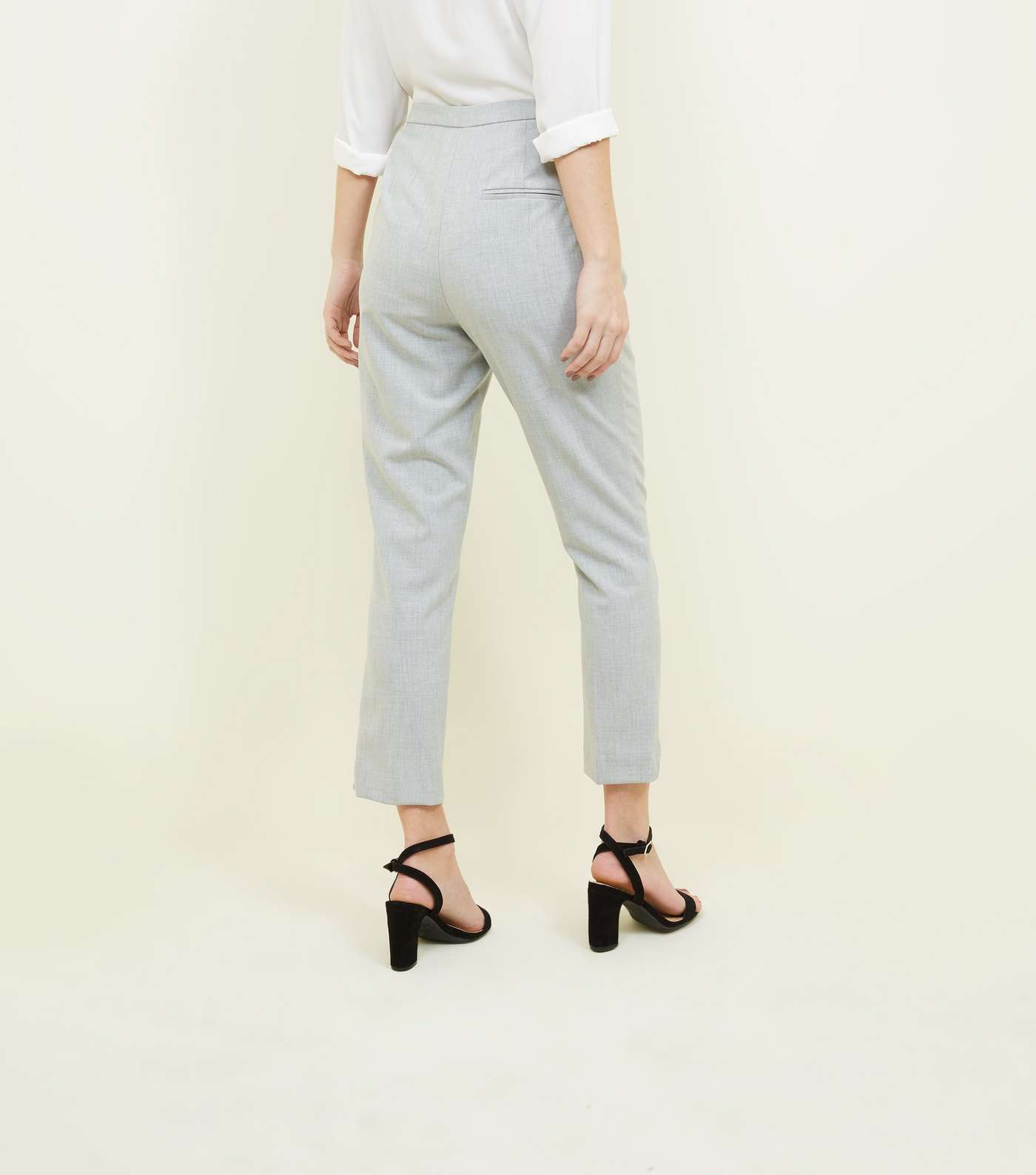 Pale Grey Marl Tapered Trousers Image 3