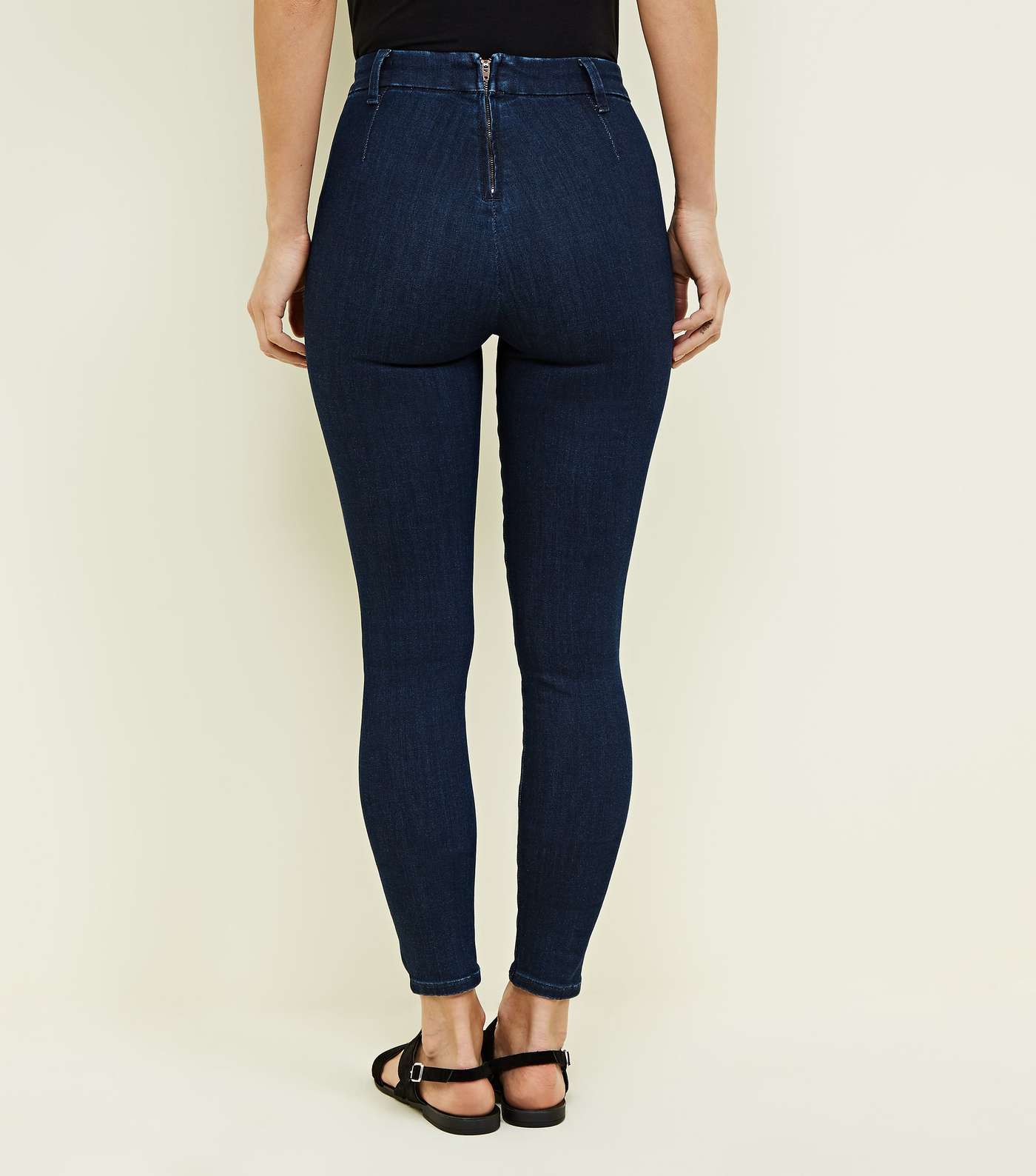 Blue High Waist Zip Back Skinny Hallie Jeans  Image 3