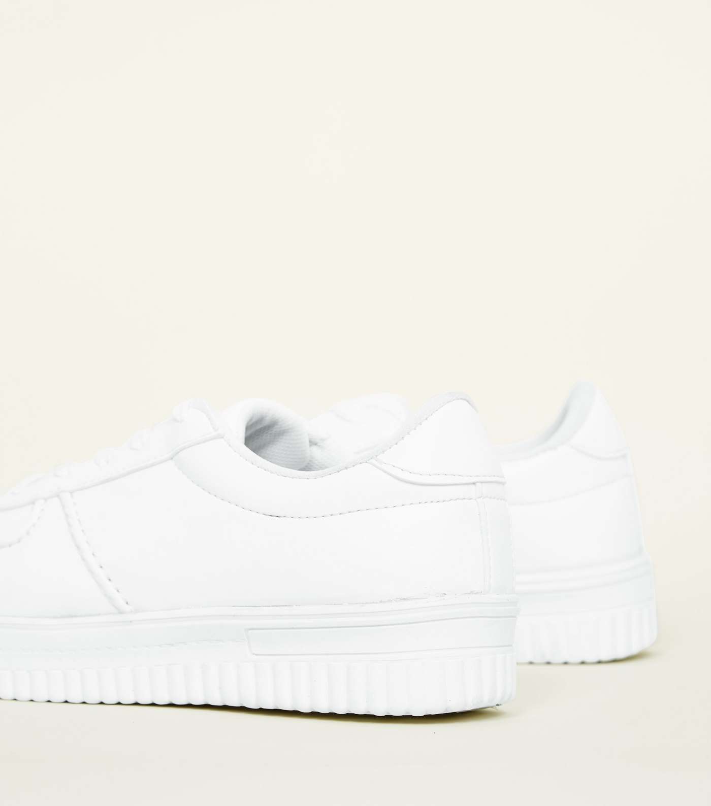 White Leather-Look Chunky Lace Up Trainers Image 4