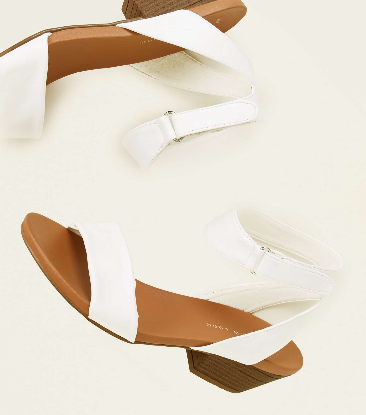 Wide Fit White Cuban Heel Footbed Sandals Image 4