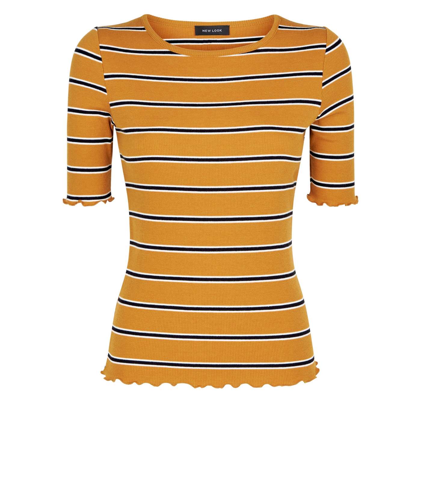 Mustard Stripe Frill Edge T-Shirt  Image 4