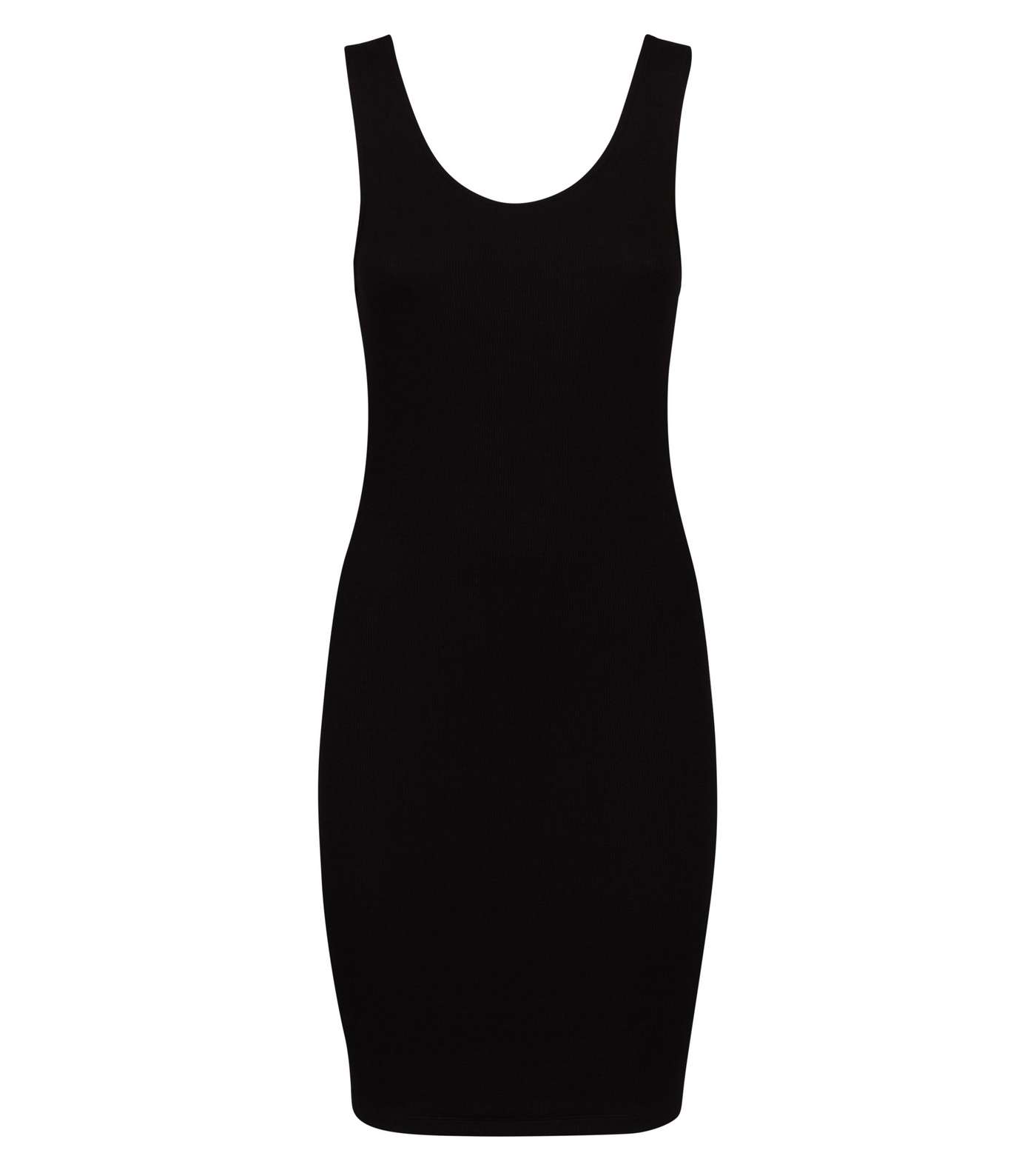 Black Ribbed Sleeveless Bodycon Dress Image 4